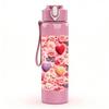 1PC Sweet Pink Heart Berry 750ml Color Plastic Sports Water Bottle Leakproof Flip Straw Lid Suitable for Sports Office Home Use