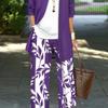 1-Piece Women's Set, Spot 1D Digital Printed Cardigan Jacket with Tank Top and Elegant Casual Pants