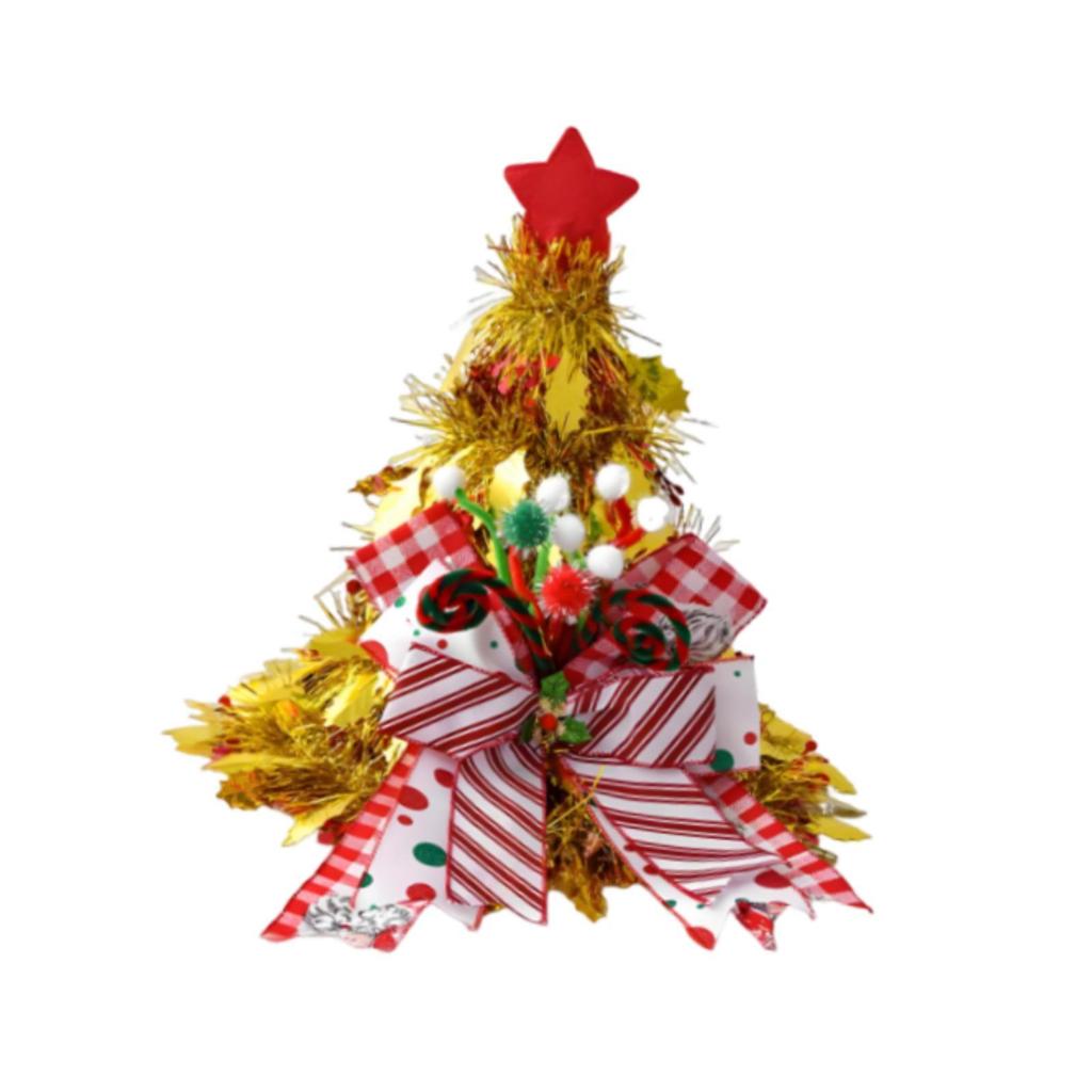 Holiday Christmas Tree Topper Hat with Bow Unique Party Ornament for Home Festive Tree Decoration