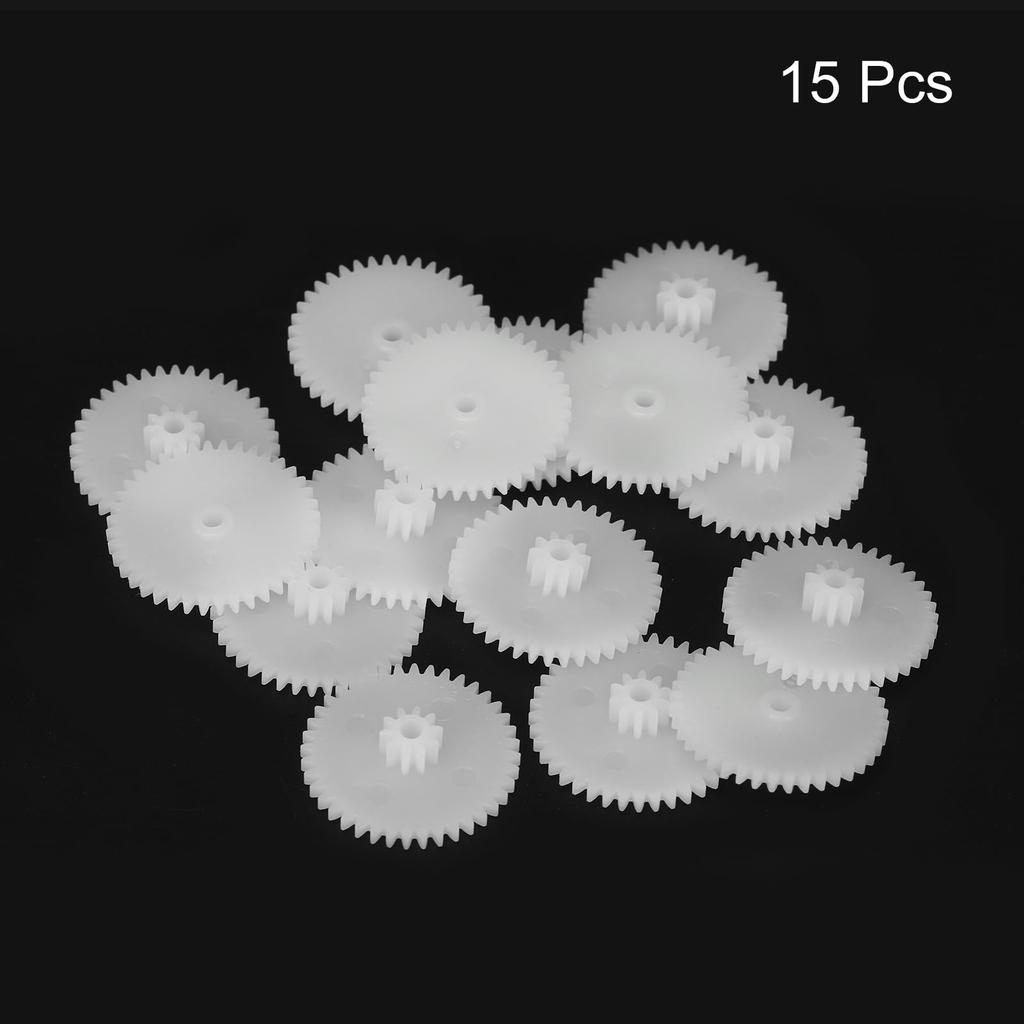 Uxcell 15pcs Plastic Gears, 40 Teeth, Plastic Double Gear Model, 40102BA, Reduction Gear for RC Car Models, DIY Robots, White, Module 0.5