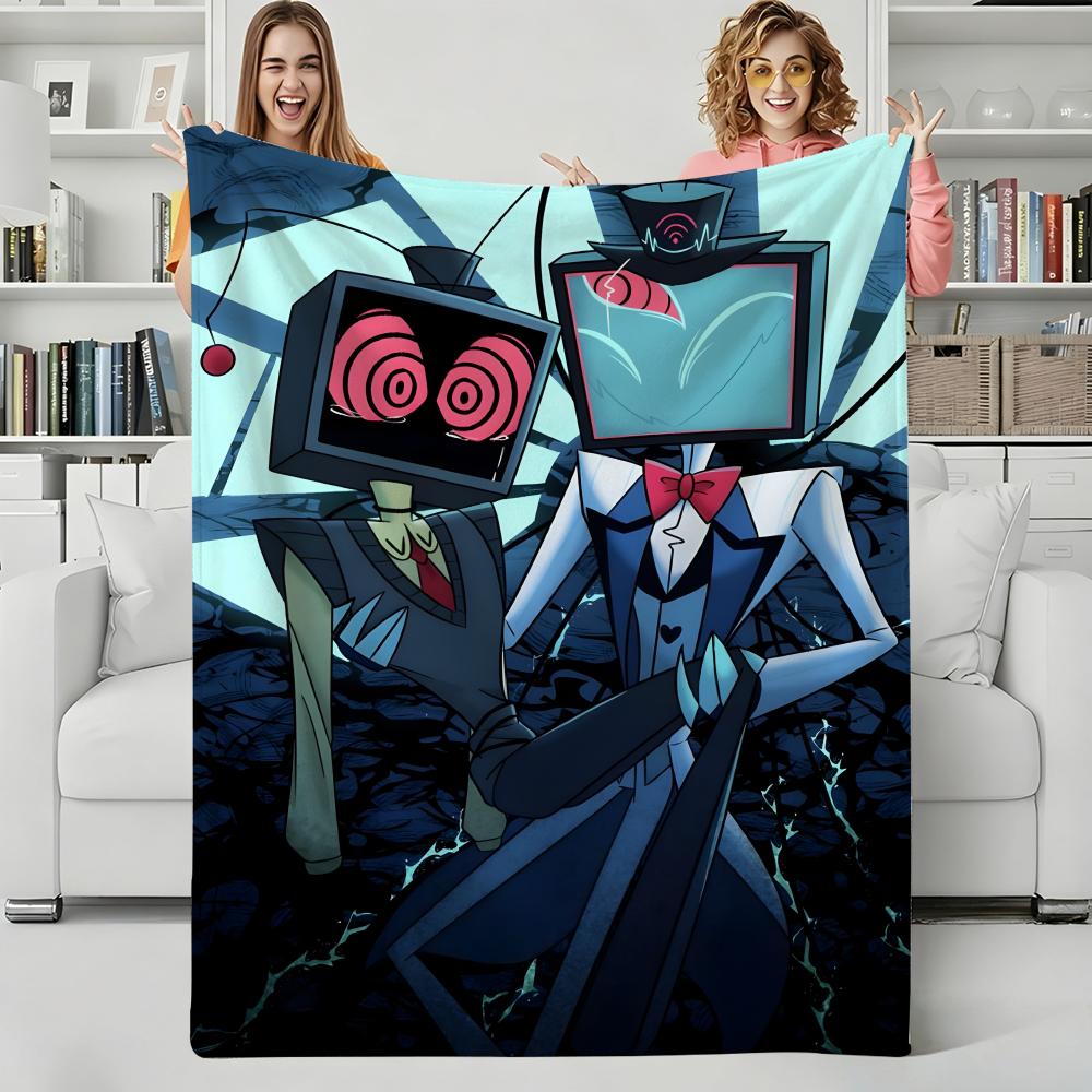 Animation H-HazbinHotel Throw Flannel Blanket Perfect for Sofa Office Bed Travel Sleep Read Relax Camping four season use