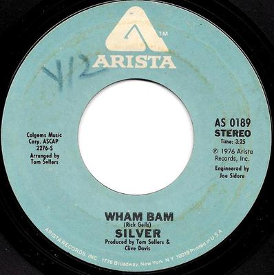 7inch Record SILVER 10 Wham Bam AS0189 Arista 1976 US Rock Used