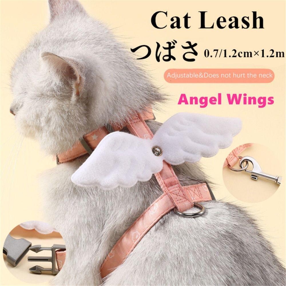 

Регулируемая шлейка для кошек Sweet Angel Wing длиной 120 см, водонепроницаемый жилет, нагрудный ремень, набор поводков для кошек S розовый