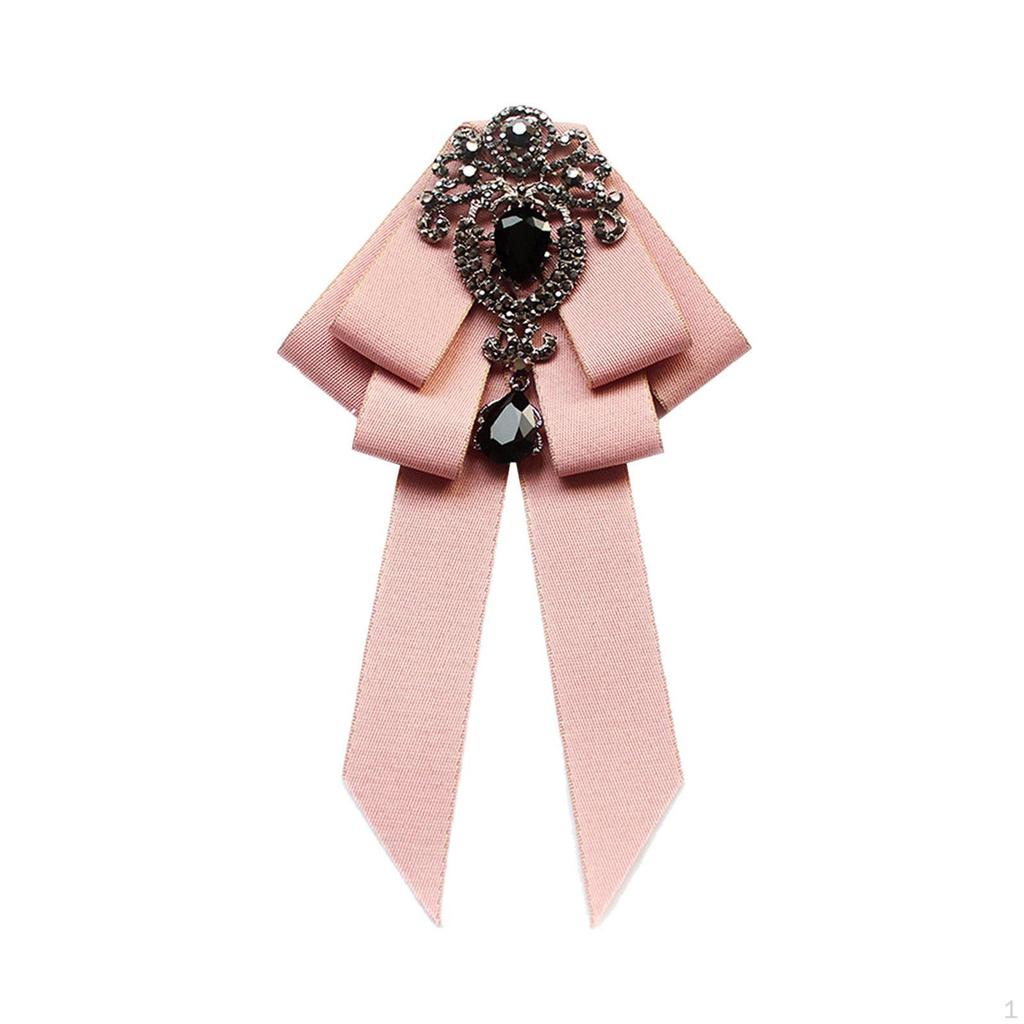 Bow Tie for Women Bowknot Necktie Vintage College Style Elegant Ribbon Formal Fashion Brooch Pin