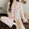 Roter gepunkteter Pyjama Damen High-End Frühling und Herbst Cartoon Muschel bestickter Rand Langarm Loungewear Set