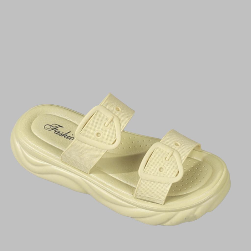 Damen Sommer Pantoletten mit Dämpfung, dicker Sohle, rutschfest, für draußen, elegant, mit einem Riemen, lässige Sandalen