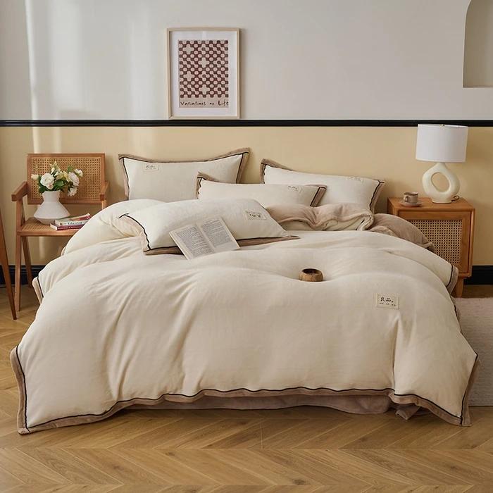 

2025 серия хороших продуктов молочный флис широкий край теплый набор из четырех предметов утолщенный двойной шнур из пеньковой веревки широкий подрубочный комплект 1.2m sheet 3pcs