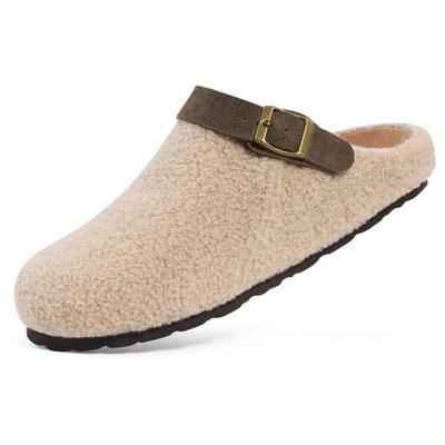 Mode Crestar Damen Winter Hausschuhe Indoor Warmhalten Plüsch Clogs Mit Verstellbarer Schnalle Damen Gemütlich Weich Lässige Flache Hausschuhe