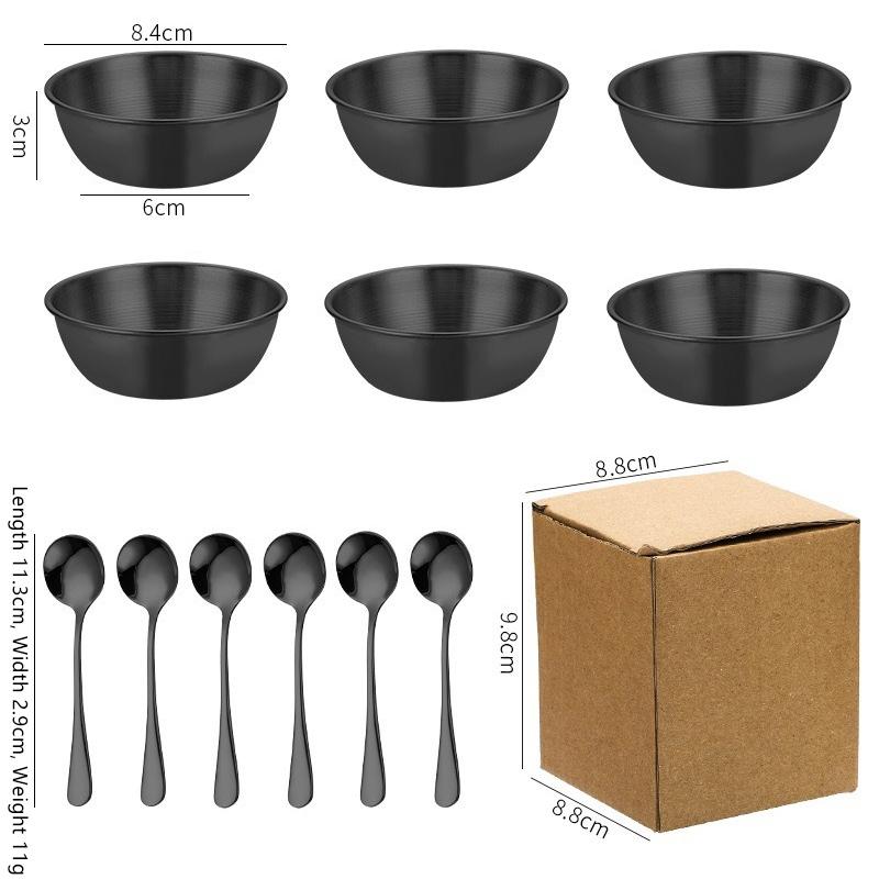Stainless Steel Sauce Dish Spoon Set Stackable Food Safe Dipping Plate for Kitchen Dinner Party BBQ Sushi Tableware