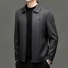 Men's Wool Tweed Lapel Jacket - Mid-aged Autumn/Winter Coat