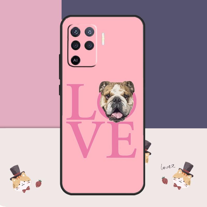 English Bulldog Heartbeat Case For Oppo A38 A58 A78 A98 A54 A74 A94 A18 A57 A17 A77 A80 A60 A40 A96 A76 A16 A15 A5 Pro