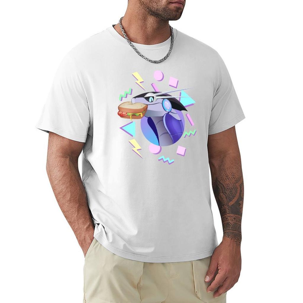 Robot And Sandwich Tshirt Stylish Graphic Short Sleeve Top