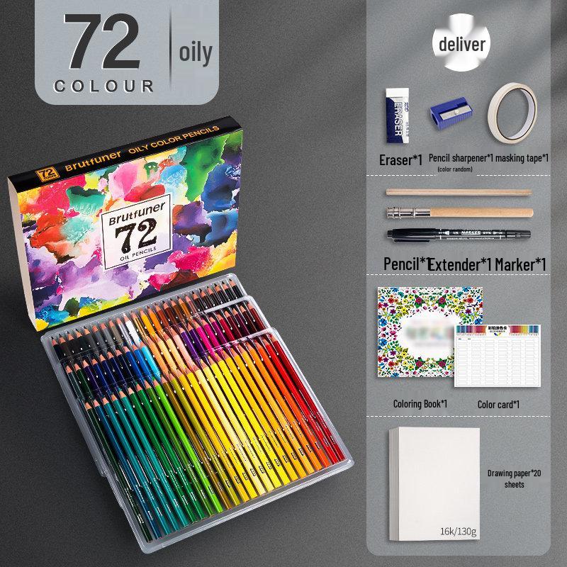 Krasner Oil-Based Water-Soluble Colored Pencils Set - 72/120/180 Colors for Student Art Drawing.