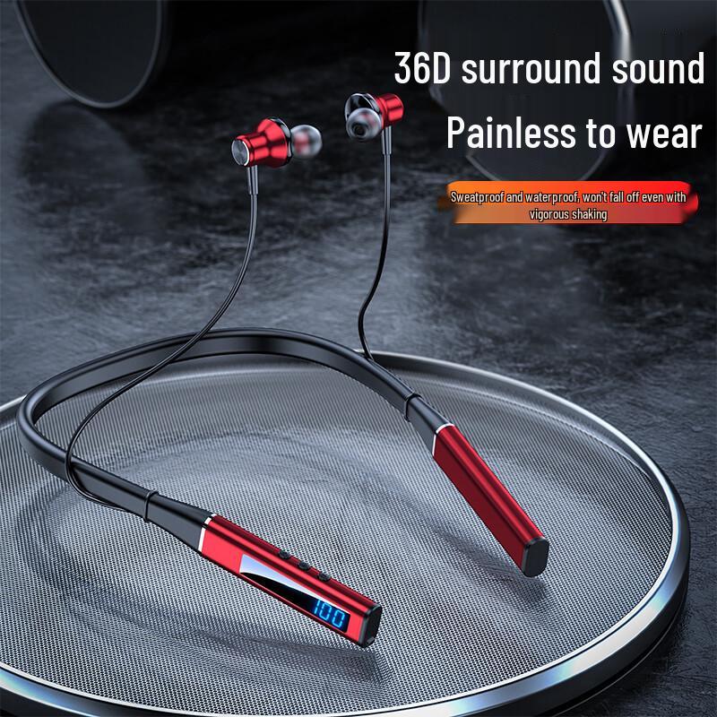 5.3 Wireless Bluetooth Neckband Earphones - High-Quality Sound, Low Latency, Digital Display, Perfect for Gaming