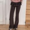 Low Waist Apron Skirt Flared Pants Ice Silk Bell-bottom Trousers Casual Pants for Women  Ladies