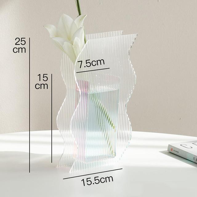 Ins-Stil Acrylvase Kreative Kunst Wellige Blume Hydroponische Blumenanordnung Tischdekoration Transparente Vase