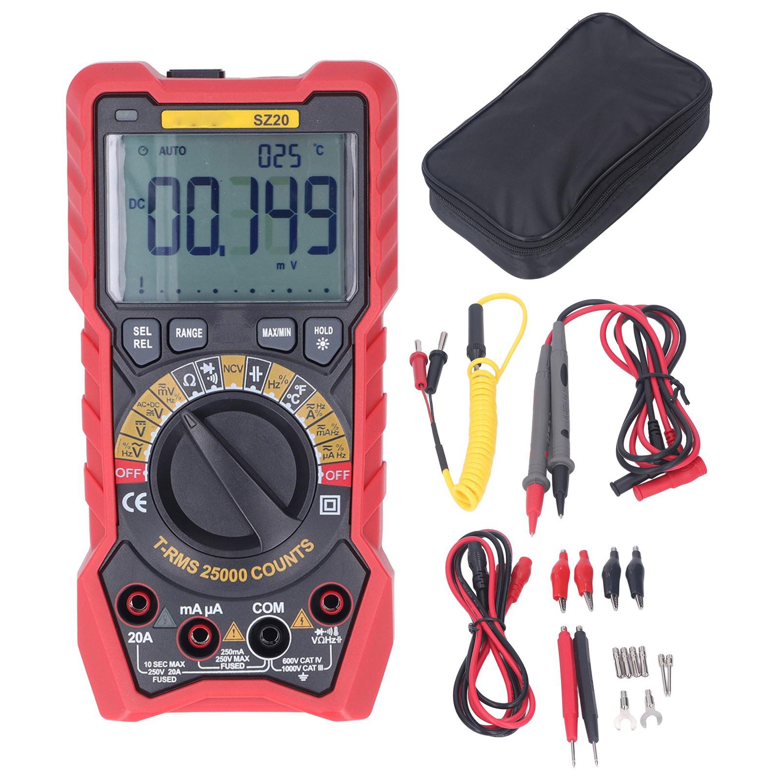 

Digital Multimeter Kit 25000 Count Voltage Current Resistance Capacitance Frequency Temperature