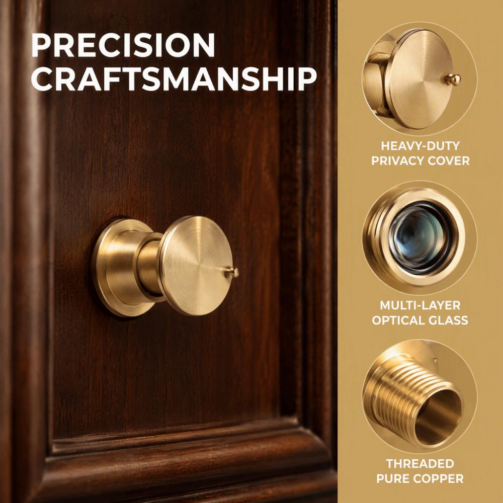 Brass Peephole Viewer Satin Gold Finish Security Door Viewer Premium Door Viewer Hotel