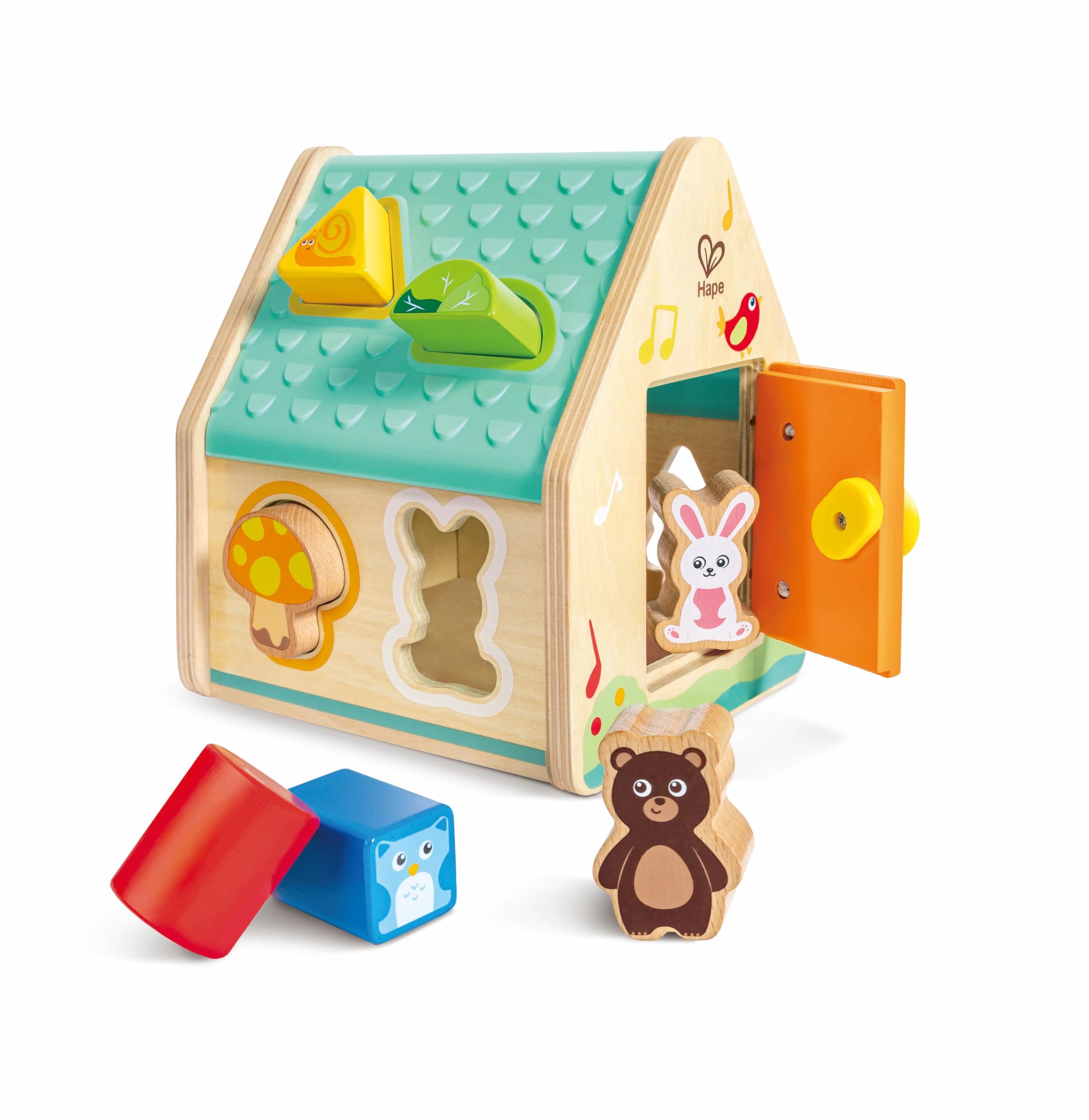 

Hape Forest House Shape Sorting Box, 15.2 x 18.5 x 24.3 cm, for ages 3 and up, wooden play kitchen toy, E0515