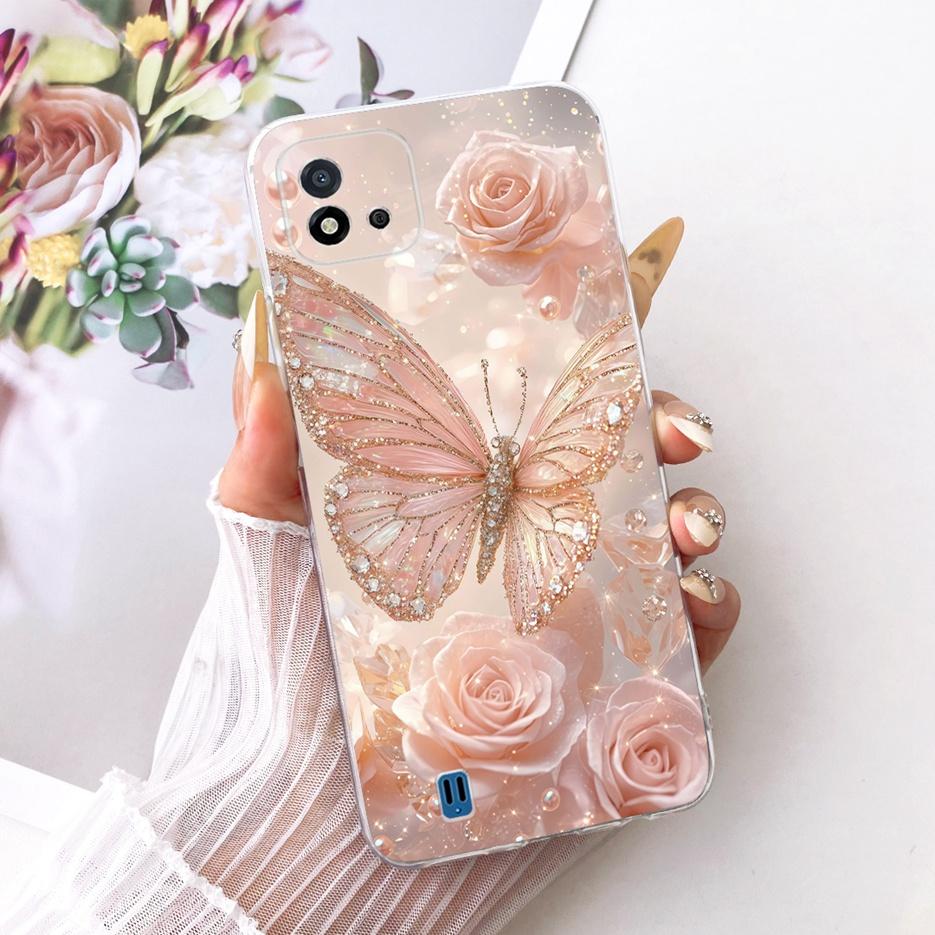 For Realme C11 2021 Case RMX3231 Colorful Flowers Painted Cover Soft Silicone Phone Case For Realme C20 C 11 RealmeC11 2021 Bags