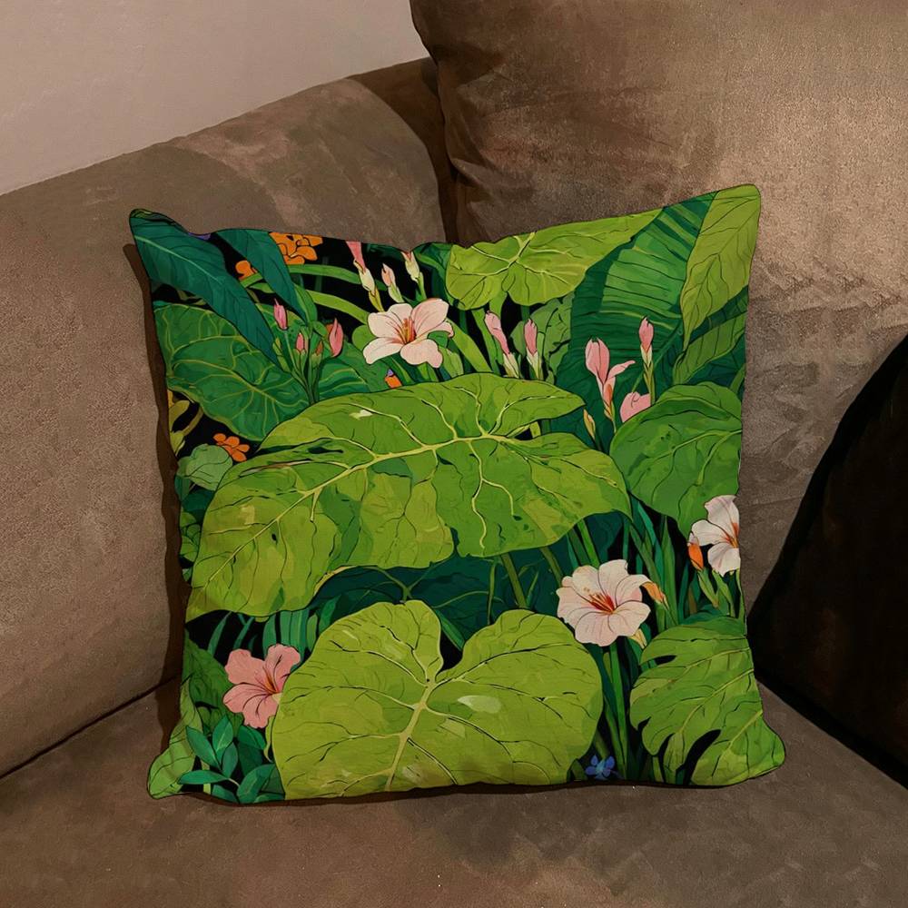 Fashion Tropical Jungle Flowers Plants Comfortable soft Pillow Case for Sofa Room Home office Decor and Protective Covers