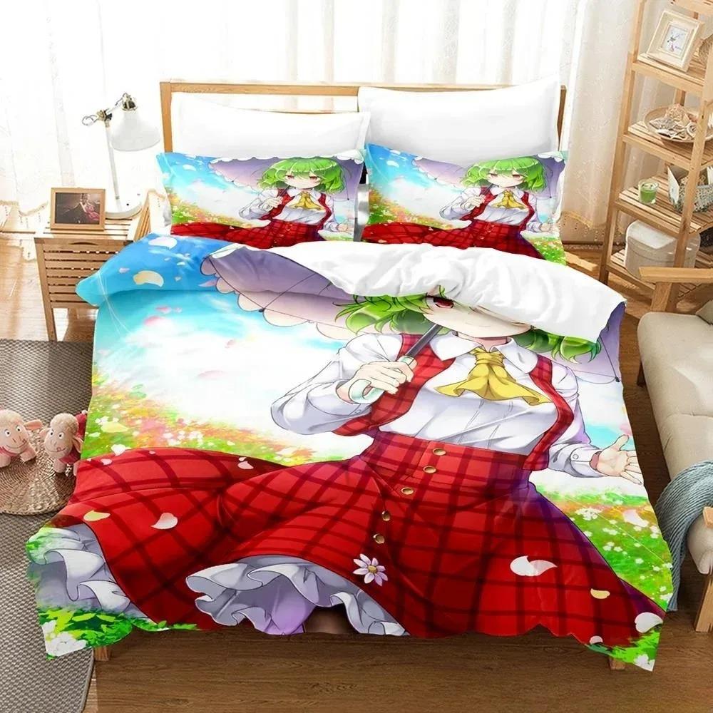3D Druck Anime Kawaii Mädchen Yuuka Kazami Bettwäsche Set Einzelbett Twin Full Queen King Size Bettset Erwachsene Kind Schlafzimmer Bettbezug Sets