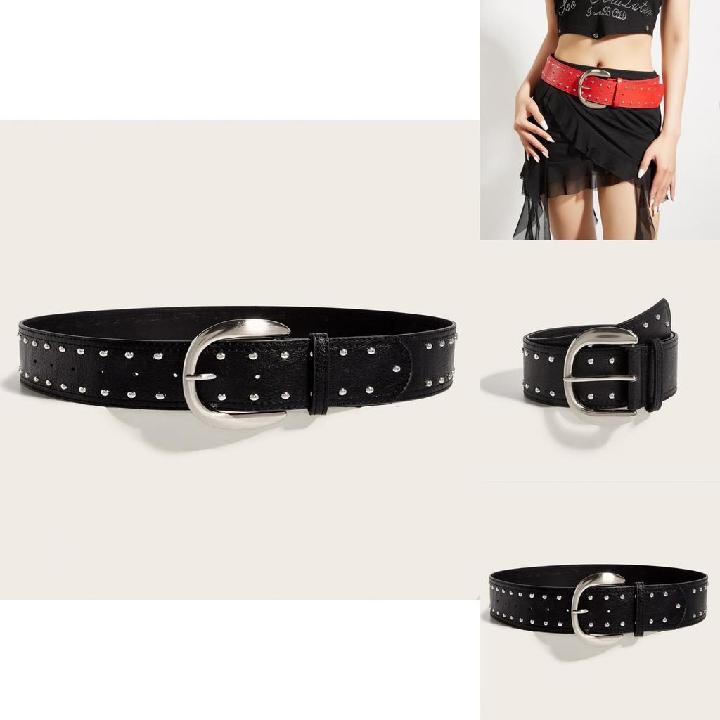 Alternative Style Leather Waist Belt With Metal Pin Buckle For Daily Wear