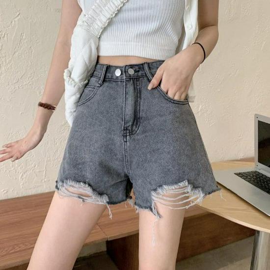Women's Light Denim Wide-Leg Shorts - European & American Style