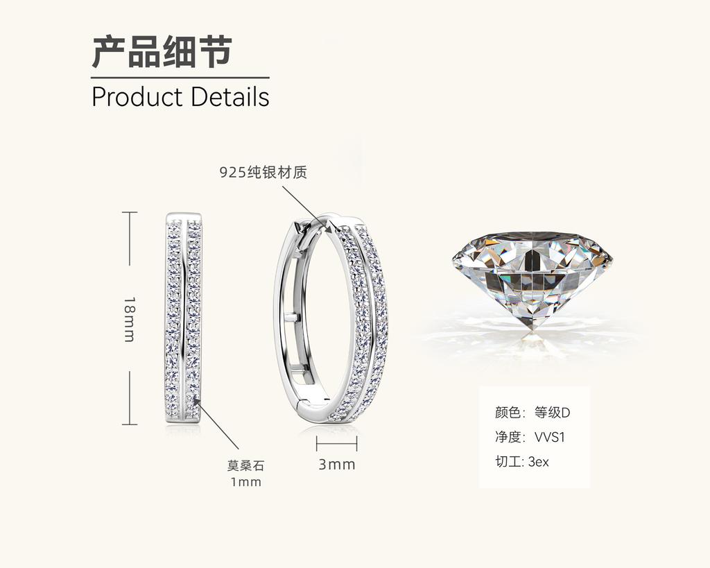 Silvere Glam 2025 Cross-border New Product: Stylish And Versatile Moissanite Earrings, Fashionable And Trendy Moissanite Earrings
