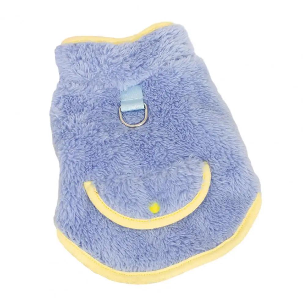 

Reversible Dog Sweater Winter Plush Pullover with Traction Ring Soft Warm Pet Clothes for Small Medium Large Dogs 2 Legged M синий