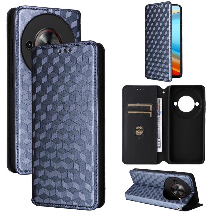 Cubic Grid Texture Flip Leather Phone Case
