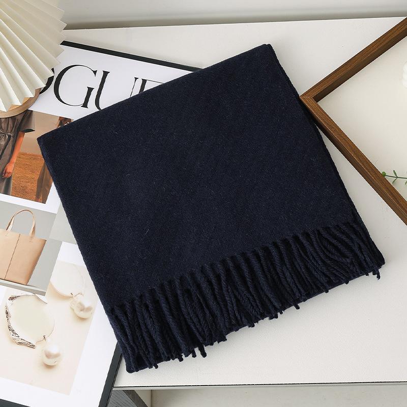 New model with solid color scarf women's autumn and winter thickened warm New Year's red scarf dual-purpose shawl