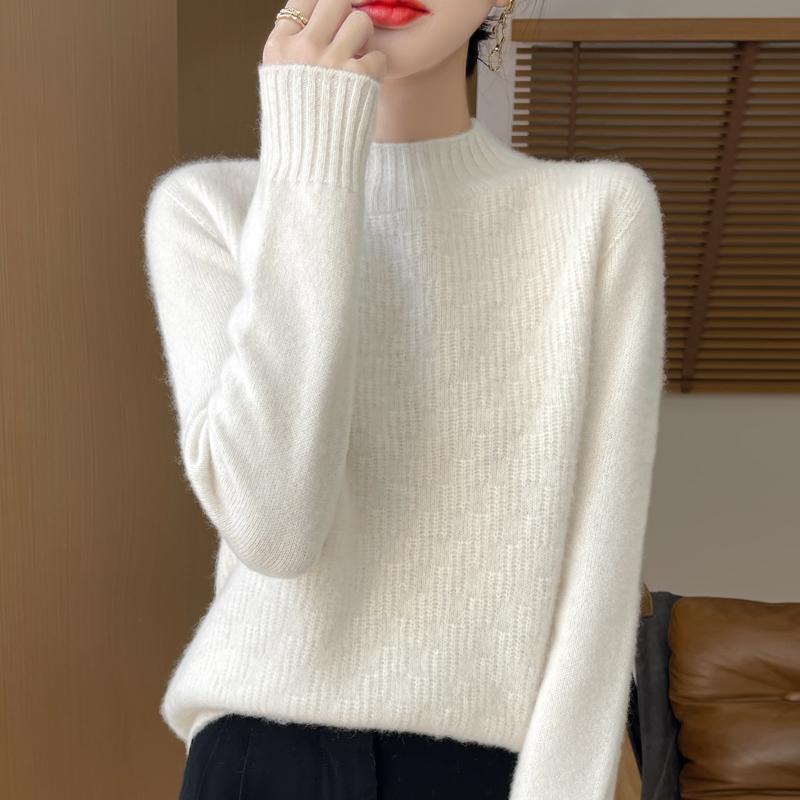 Women's Cashmere Sweater Qinghe Cashmere 30% Cashmere 70% Wool Women's Autumn and Winter Thick Cashmere Pullover Soft and Warm