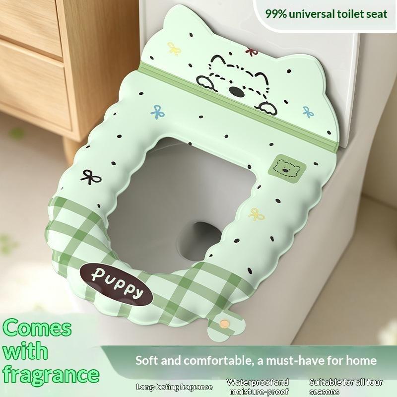 Cartoon Eva Soft Warm Washable Toilet Seat Cover With Backrest Aromatherapy Pod For Bathroom Great Finds For The Home