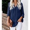 Women's Fashion Solid Color Long Sleeve Blouse Loose Shirt