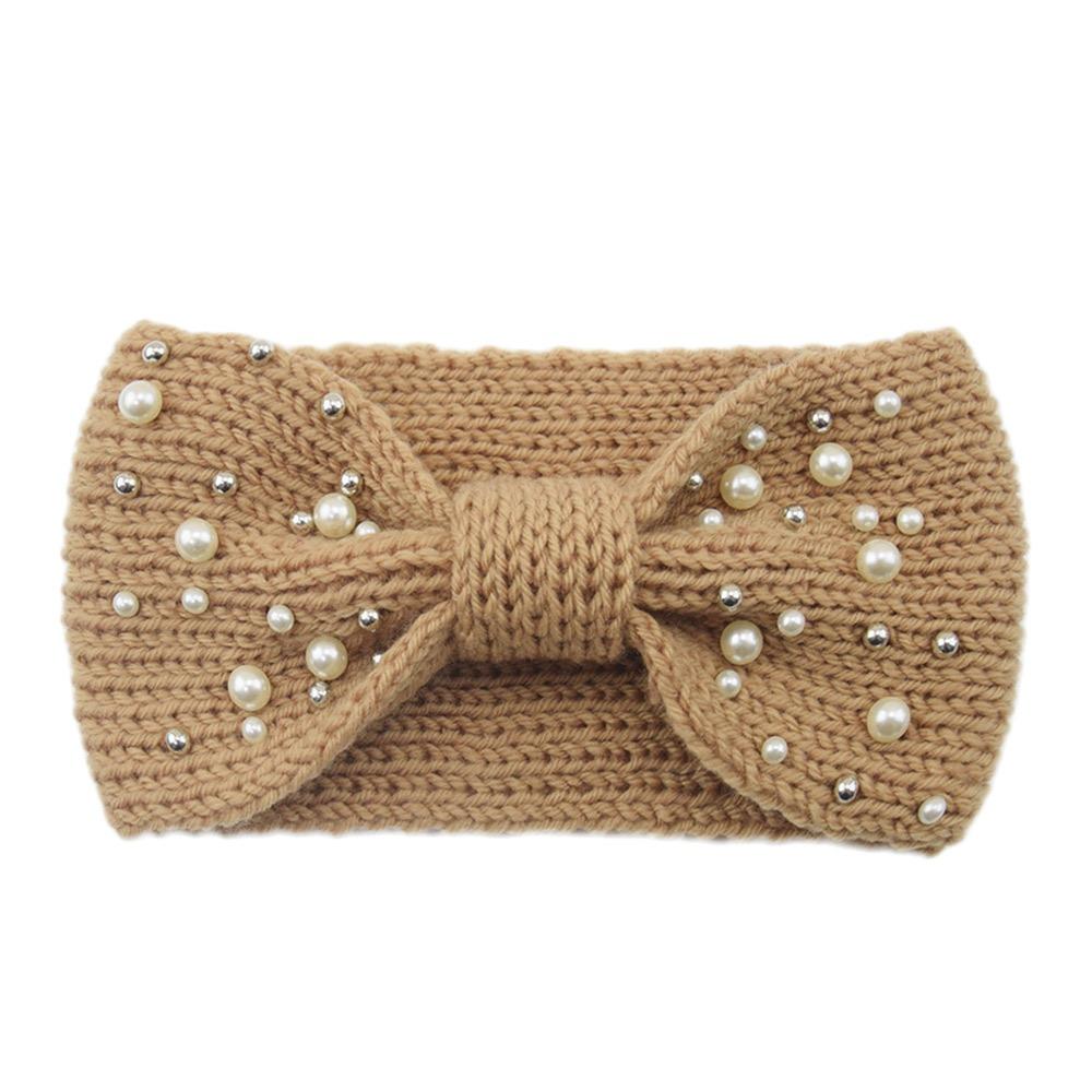 

Pearl Winter Headbands Wide Edge Hair Band Fashion Turban Hat Hair Accessories верблюд