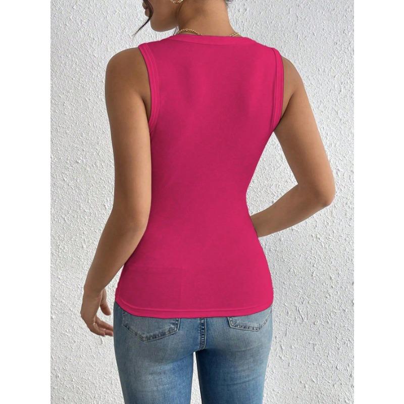 Damen Europäischer Stil 3D Blumen Dekoration Einfarbig Ärmellos Crop Tanktop