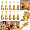 15pcs Gold Mini Violin Dollhouse Accessories Mini Musical Instrument Ornaments for DIY Crafts & Home Decoration