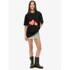 Women's Short-Sleeve T-Shirt with Cute Pink Double Heart Cartoon Print