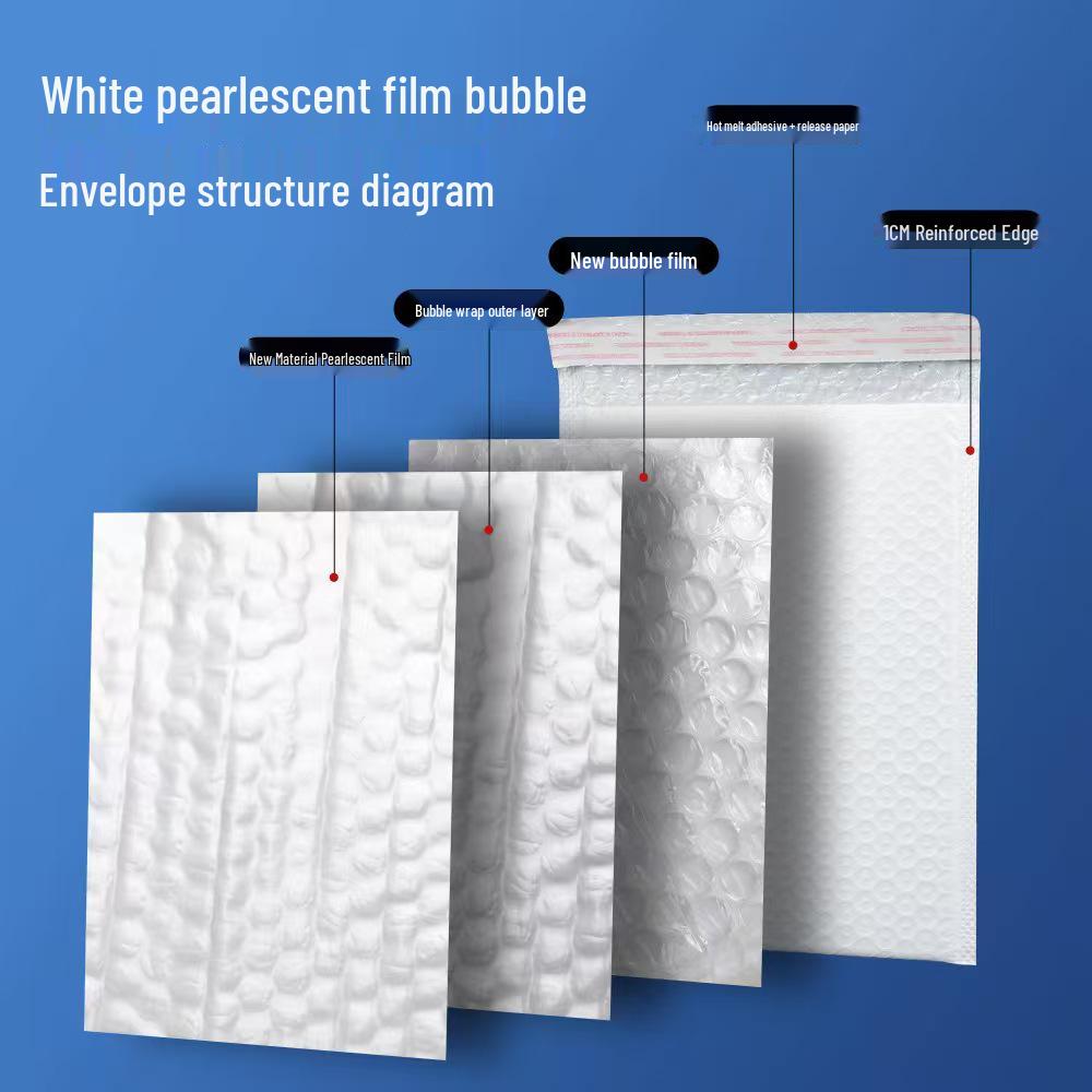 Pearlescent Waterproof Bubble Mailer - Shockproof Foam Padded & Self-Adhesive for Clothing