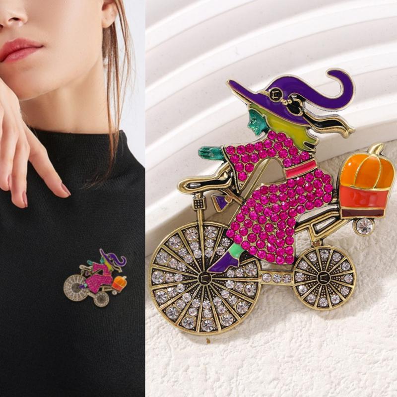Luxury Big Heavy Flower Skull Brooch Jewelry Retro Ghost Witch Badge Pin For Coat Bag Decor Accessory Halloween Gift