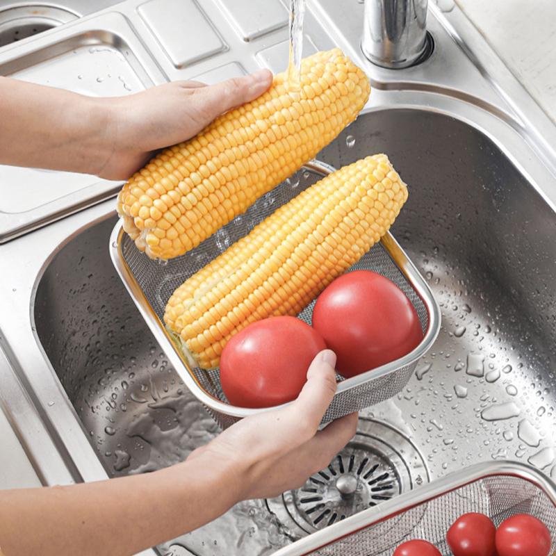 Stainless Steel Square French Fries Frying Basket Oil Filter Mesh Fruit Vegetable Drain Colander Strainer Kitchen Aaccessories