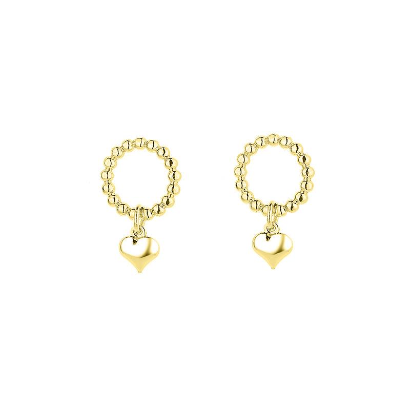 Design Glossy Love Small Bead Earrings Ins Cold Wind Fashion Hollow Circle Heart Shaped Hyunya Wind Earrings