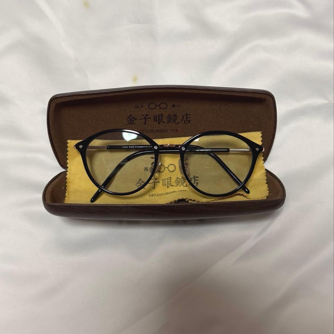 Used Kaneko glasses black rim sunglasses blue