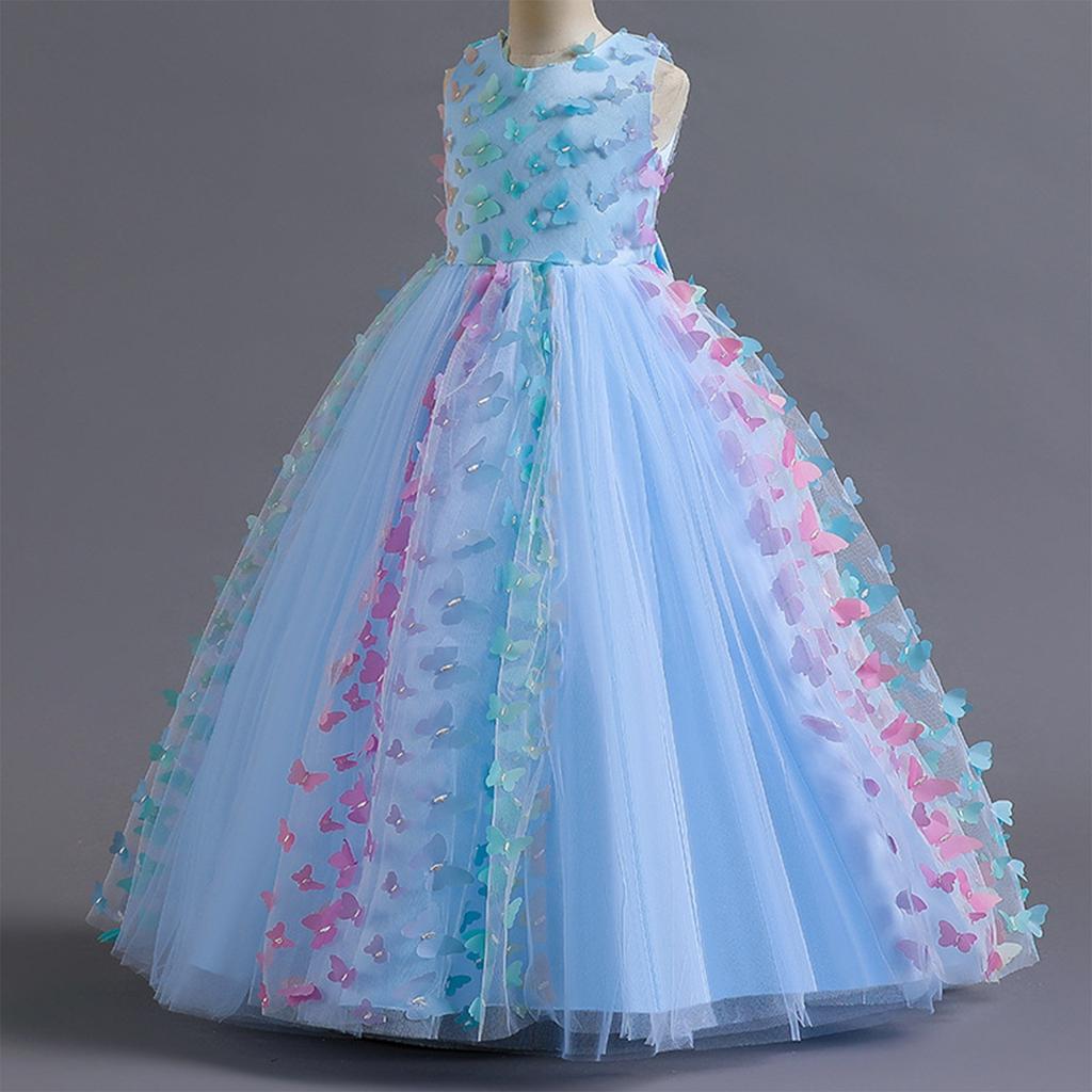 Children's Dress Princess Dress With Bow Solid Color Sequin Performance Cake Dress