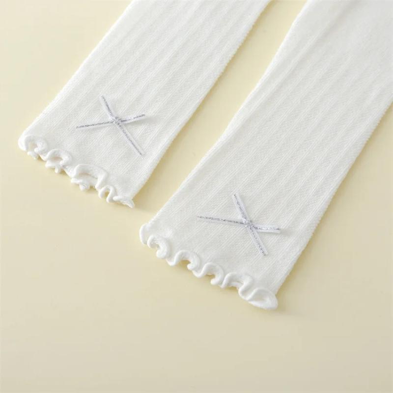 Dünne Netz-Leggings für Baby-Mädchen, Neugeborene, Baumwolle, Weiche Gestrickte Strumpfhosen für Kleinkinder, Süße Schleifen-Strumpfhosen, Sommer, 0-24 Monate