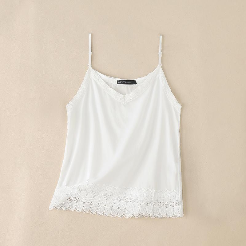 

ZANZEA Женские летние повседневные кружевные топы-камезоли без рукавов на бретелях 2XL белый