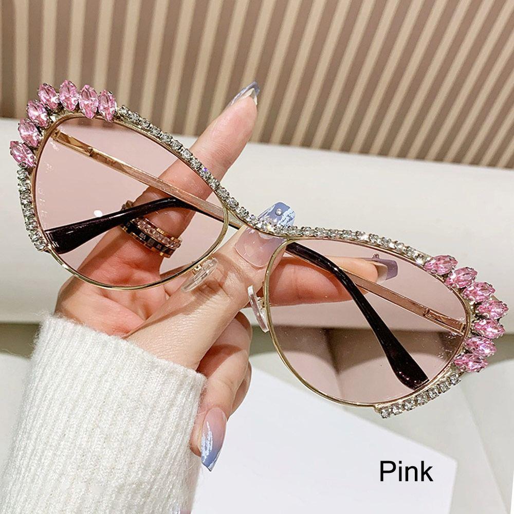 

1 шт. Большие солнцезащитные очки с бриллиантами для женщин, модные солнцезащитные очки со стразами в оправе «кошачий глаз», блестящие очки для вечеринок с драгоценными камнями