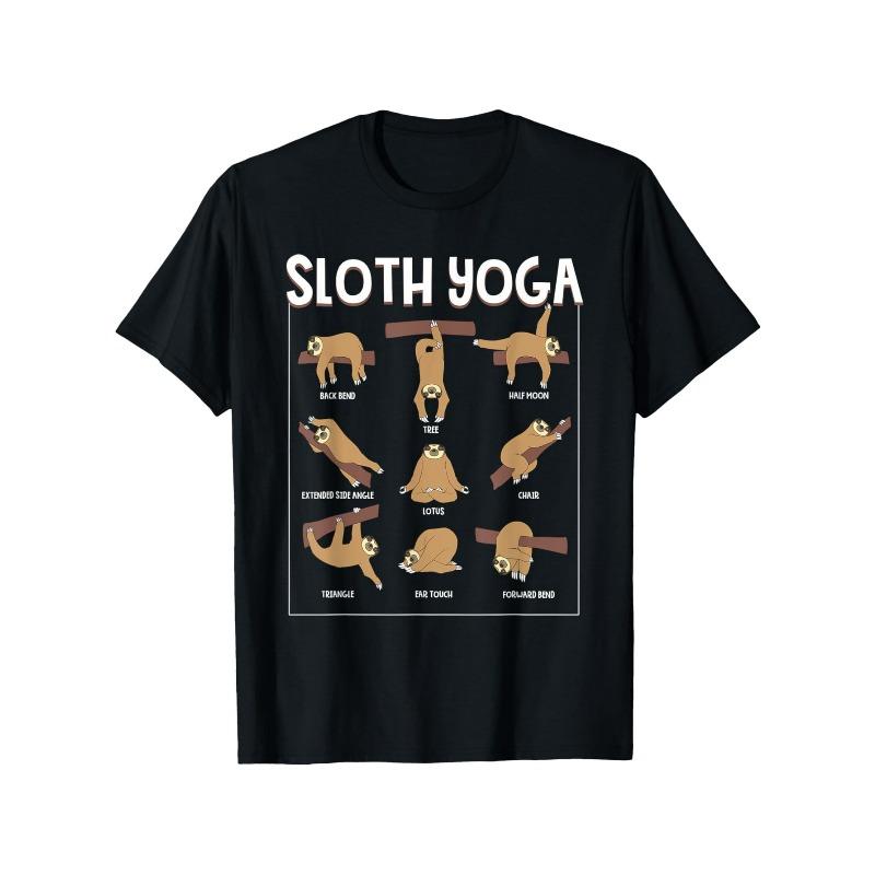

European sizes Funny Sloth Yoga Graphic T-Shirt for Men & Women – SLOTH YOGA Design, Comfortable Crew Neck Tee, Casual Summer Wear 4XL