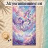Unicorn Theme Soft Beach Towel Personalized Custom Name Text Towel Portable for Beach Pool Travel